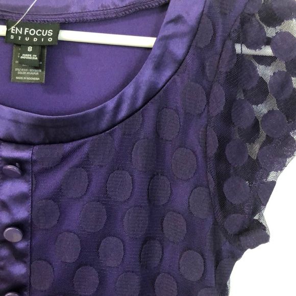 En Focus Purple Polka Dot Dress-Size 8 - Picture 7 of 8